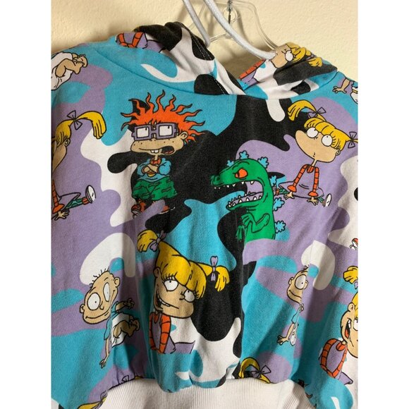 Retro Rugrats Nickelodeon Crop Hoodie Sweatshirt Women's Size Large AD7 - Picture 3 of 7